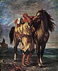 Eugene Delacroix Marocan and his Horse painting